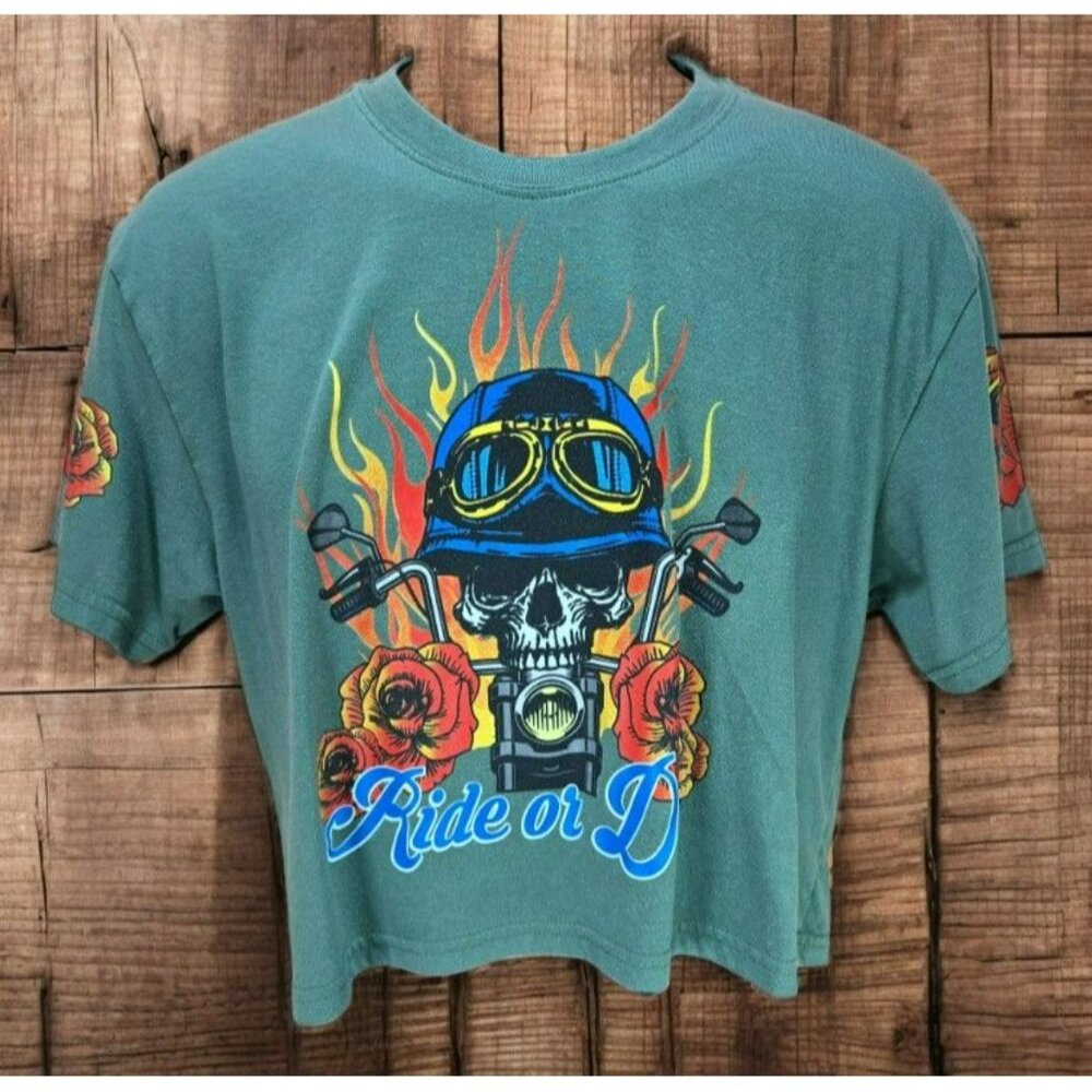 Weekend Warrior Womens Ride Or Die Cropped T-Shirt Large